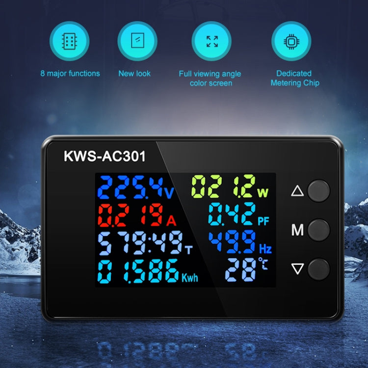 KWS-AC301-100A 50-300V AC Digital Current Voltmeter with Closed Transformer(Black) - Current & Voltage Tester by buy2fix | Online Shopping UK | buy2fix