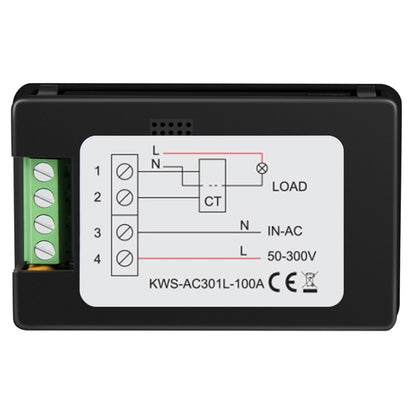 KWS-AC301L-100A 50-300V AC Switching Digital Display Current Voltmeter with 485 Communication(Black) - Current & Voltage Tester by buy2fix | Online Shopping UK | buy2fix