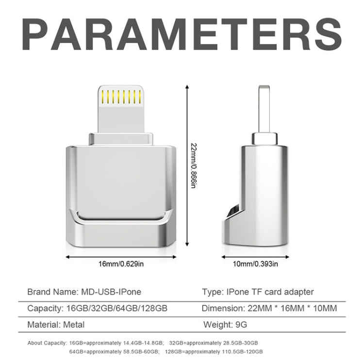 MicroDrive 8pin To TF Card Adapter Mini iPhone & iPad TF Card Reader, Capacity:16GB(Black) -  by MICRODRIVE | Online Shopping UK | buy2fix