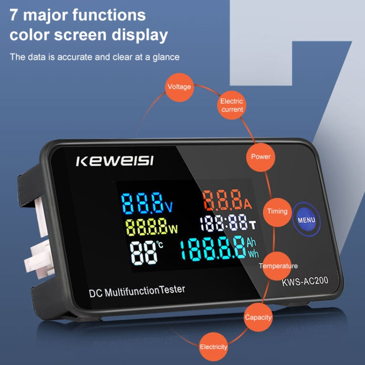 KWS-DC200-10A 8-120V DC Digital Display Voltage Current Watch Built in Shunt(Black) - Current & Voltage Tester by buy2fix | Online Shopping UK | buy2fix