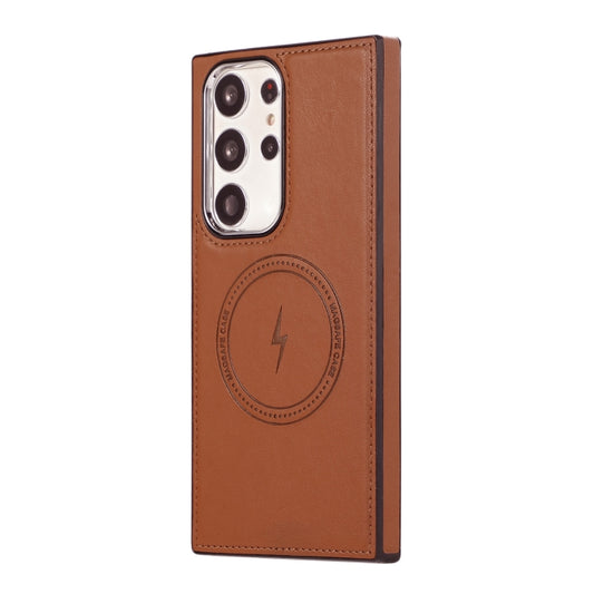 For Samsung Galaxy S23 Ultra 5G Side Leather Magsafe Phone Case(Brown) by buy2fix