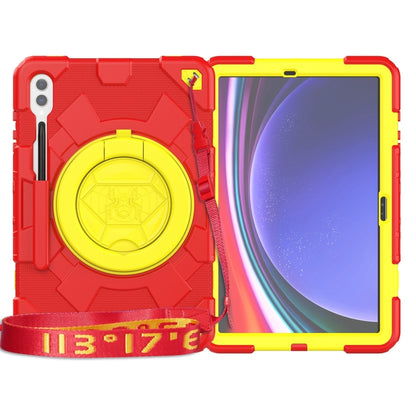 For Samsung Galaxy Tab S9+ Spider Rotation Handle Silicone Hybrid PC Tablet Case(Yellow Red) - Galaxy Tab S9+ Cases by buy2fix | Online Shopping UK | buy2fix