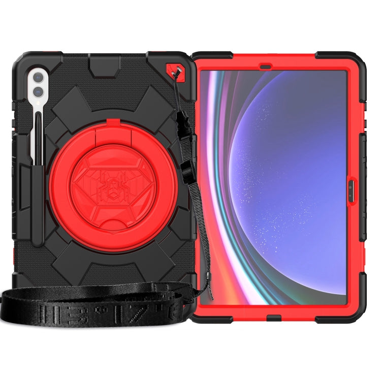 For Samsung Galaxy Tab S9+ Spider Rotation Handle Silicone Hybrid PC Tablet Case(Black Red) - Galaxy Tab S9+ Cases by buy2fix | Online Shopping UK | buy2fix