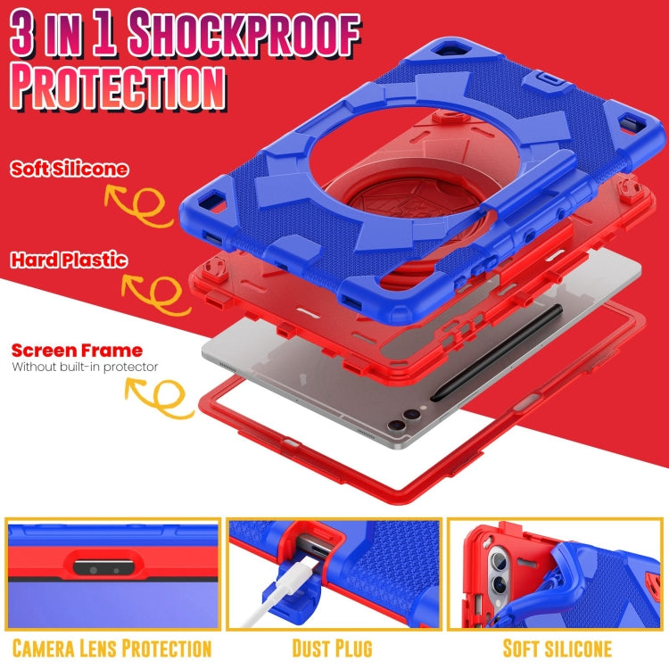 For Samsung Galaxy Tab S9+ Spider Rotation Handle Silicone Hybrid PC Tablet Case(Red Blue) - Galaxy Tab S9+ Cases by buy2fix | Online Shopping UK | buy2fix