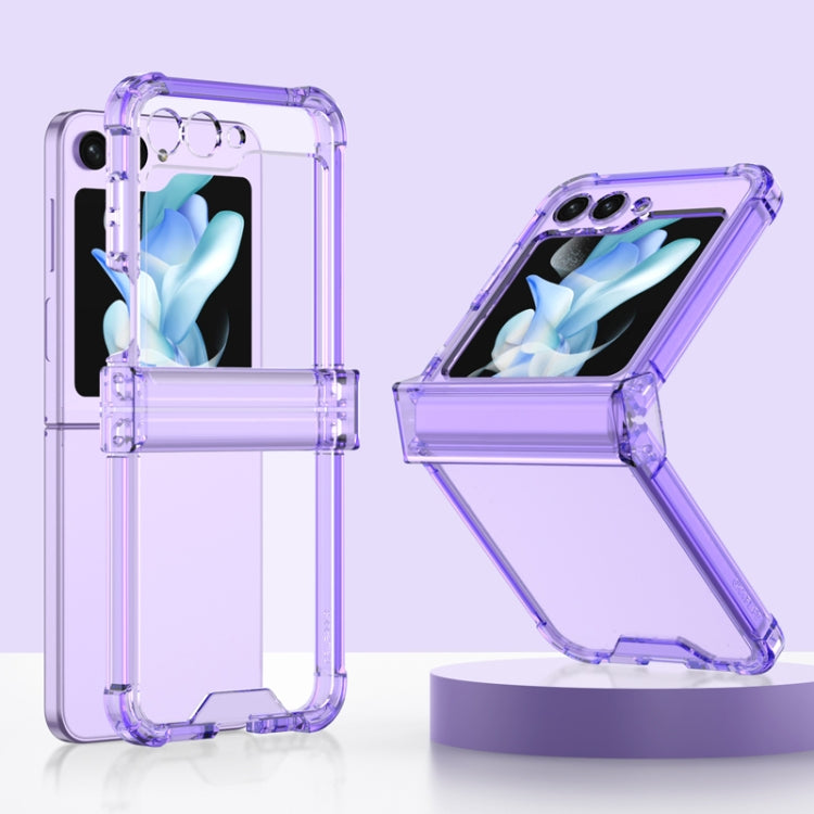 For Samsung Galaxy Z Flip5 GKK Electroplated Airbag Hinge Shockproof Phone Case with Ring Holder(Transparent Purple) - Galaxy Z Flip5 Cases by GKK | Online Shopping UK | buy2fix