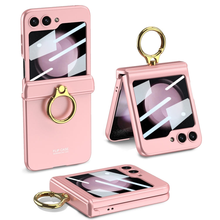 For Samsung Galaxy Z Flip5 GKK Integrated Magnetic Hinge Phone Case with Ring Holder(Pink) - Galaxy Z Flip5 Cases by GKK | Online Shopping UK | buy2fix