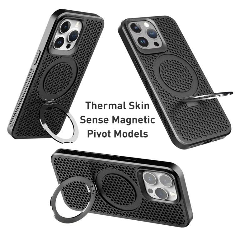 For iPhone 12 Pro Max Skin Feel PC+TPU Cooling Magnetic Magsafe Phone Case with Stand(Black) - iPhone 12 Pro Max Cases by buy2fix | Online Shopping UK | buy2fix