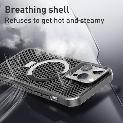 For iPhone 12 Pro Max Skin Feel PC+TPU Cooling Magnetic Magsafe Phone Case with Stand(Purple) by buy2fix