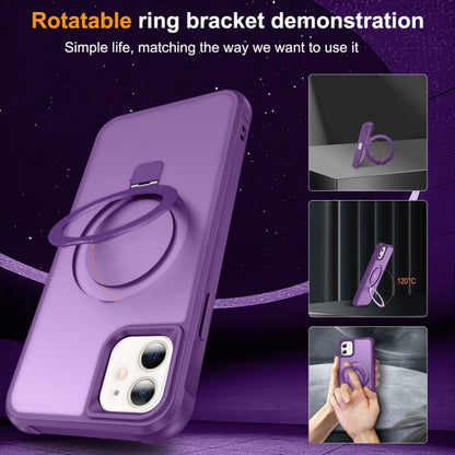 For iPhone 12 / 12 Pro MagSafe Magnetic Holder Phone Case(Purple) - iPhone 12 / 12 Pro Cases by buy2fix | Online Shopping UK | buy2fix