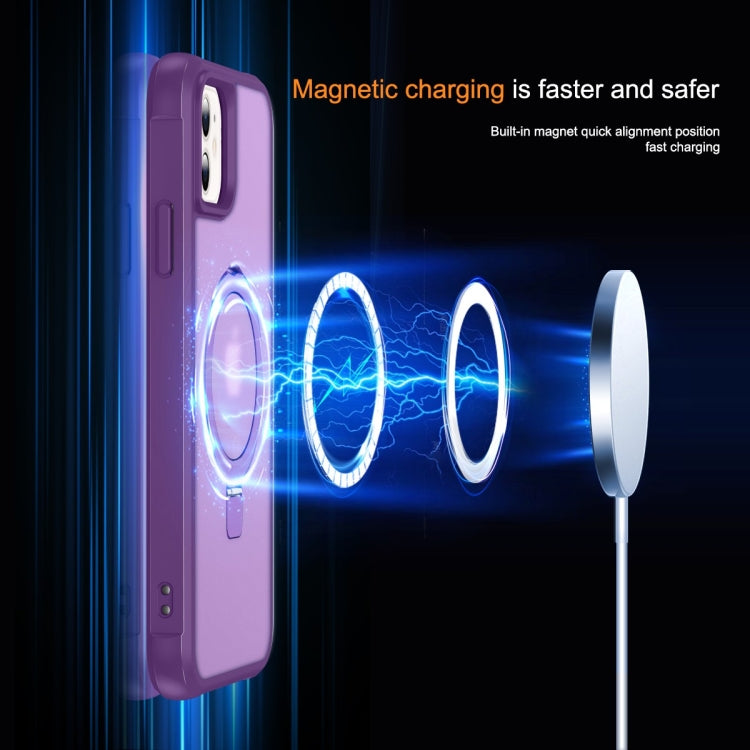 For iPhone 12 / 12 Pro MagSafe Magnetic Holder Phone Case(Purple) - iPhone 12 / 12 Pro Cases by buy2fix | Online Shopping UK | buy2fix