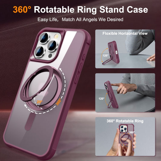 For iPhone 15 Pro Max MagSafe Magnetic Rotating Holder Phone Case(Wine Red) by buy2fix