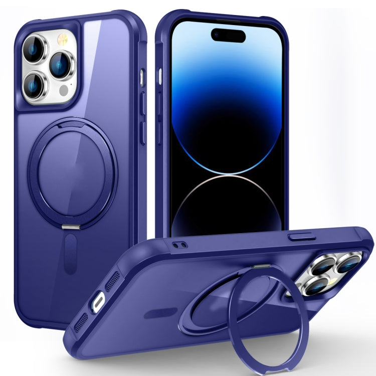 For iPhone 14 Pro Max MagSafe Magnetic Rotating Holder Phone Case(Klein Blue) - iPhone 14 Pro Max Cases by buy2fix | Online Shopping UK | buy2fix