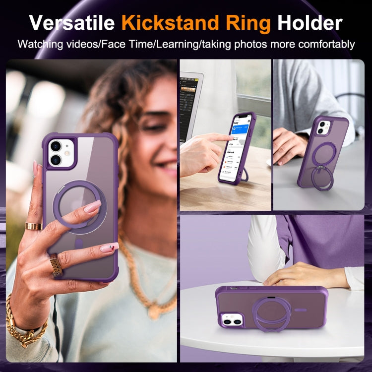 For iPhone 12 / 12 Pro MagSafe Magnetic Rotating Holder Phone Case(Purple) by buy2fix