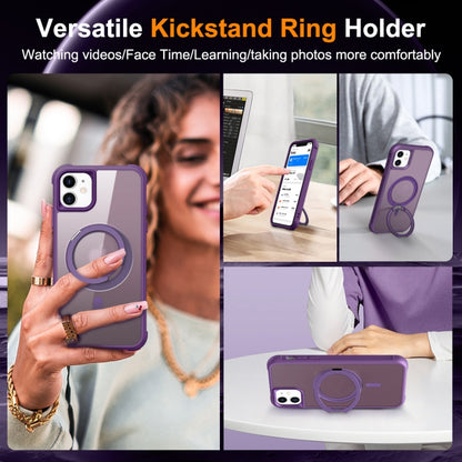 For iPhone 12 / 12 Pro MagSafe Magnetic Rotating Holder Phone Case(Purple) by buy2fix