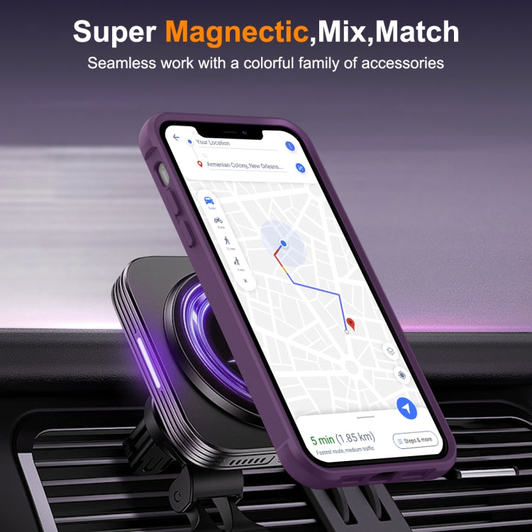 For iPhone 12 / 12 Pro MagSafe Magnetic Rotating Holder Phone Case(Purple) by buy2fix