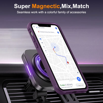 For iPhone 12 / 12 Pro MagSafe Magnetic Rotating Holder Phone Case(Purple) by buy2fix