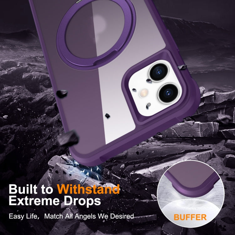 For iPhone 12 / 12 Pro MagSafe Magnetic Rotating Holder Phone Case(Purple) by buy2fix