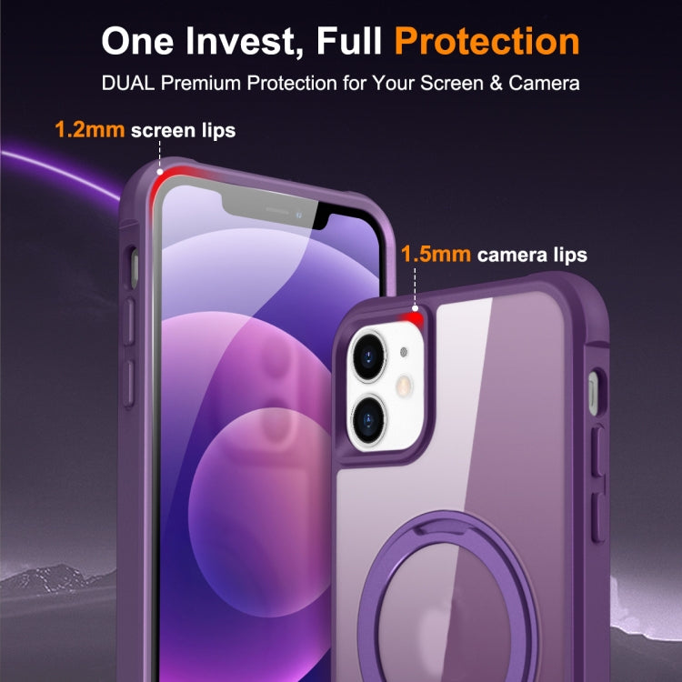 For iPhone 12 / 12 Pro MagSafe Magnetic Rotating Holder Phone Case(Purple) by buy2fix