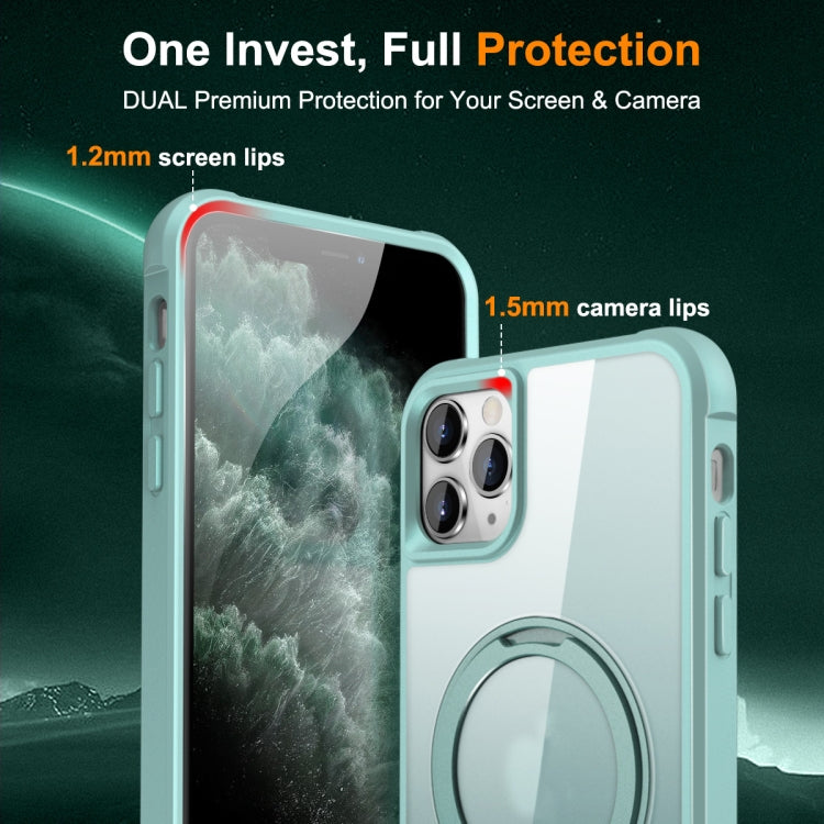 For iPhone 11 Pro Max MagSafe Magnetic Rotating Holder Phone Case(Lake Blue) by buy2fix