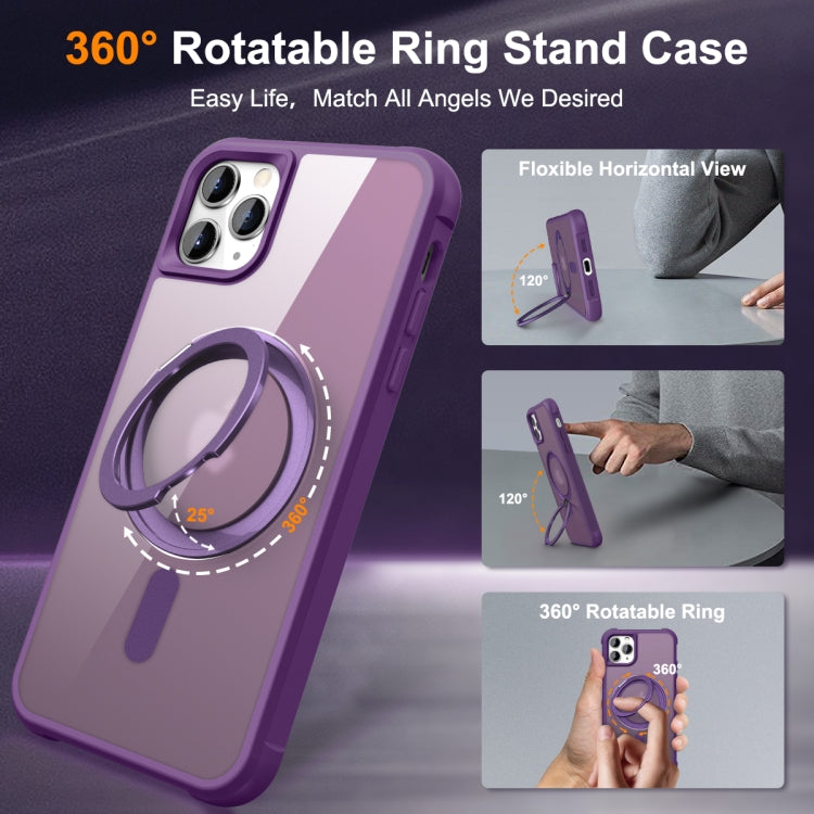 For iPhone 11 Pro Max MagSafe Magnetic Rotating Holder Phone Case(Purple) - iPhone 11 Pro Max Cases by buy2fix | Online Shopping UK | buy2fix