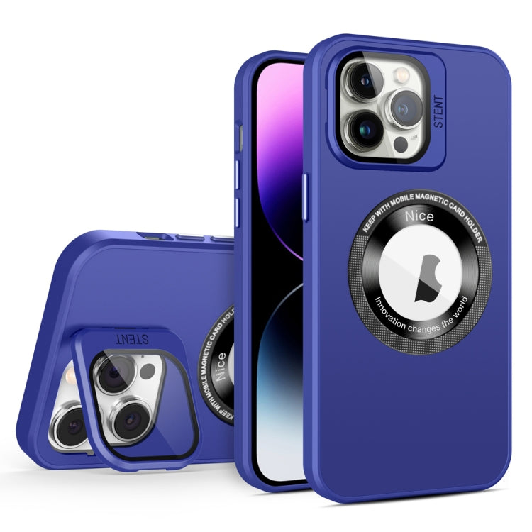 For iPhone 13 Pro Skin Feel Magnifier MagSafe Lens Holder Phone Case(Purple) - iPhone 13 Pro Cases by buy2fix | Online Shopping UK | buy2fix