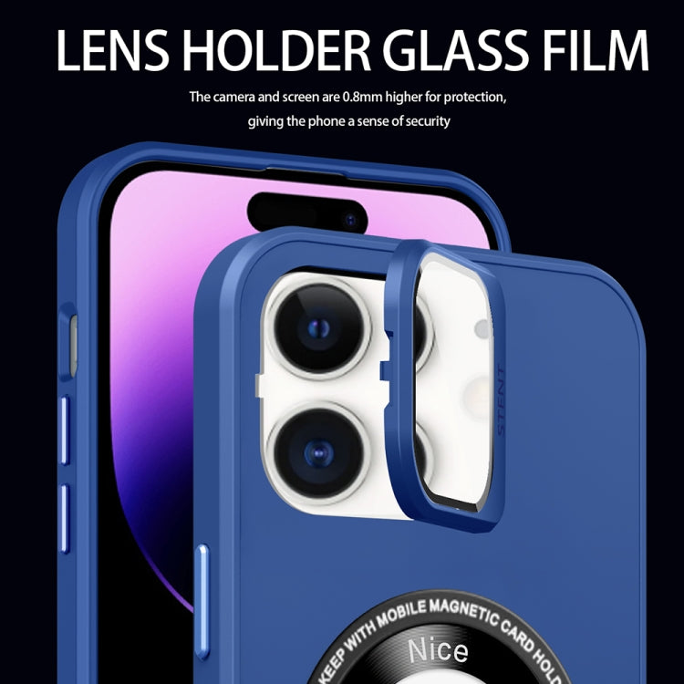 For iPhone 11 Skin Feel Magnifier MagSafe Lens Holder Phone Case(Royal Blue) - iPhone 11 Cases by buy2fix | Online Shopping UK | buy2fix