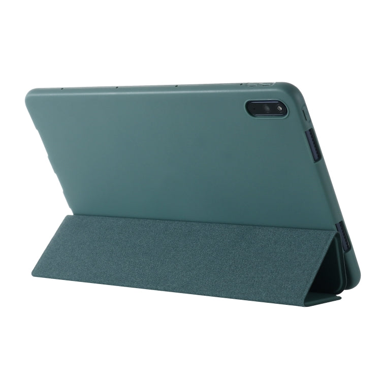 For Huawei Matepad 10.4 GEBEI Shockproof Horizontal Flip Leather Case with Three-folding Holder(Dark Green) - Huawei by GEBEI | Online Shopping UK | buy2fix