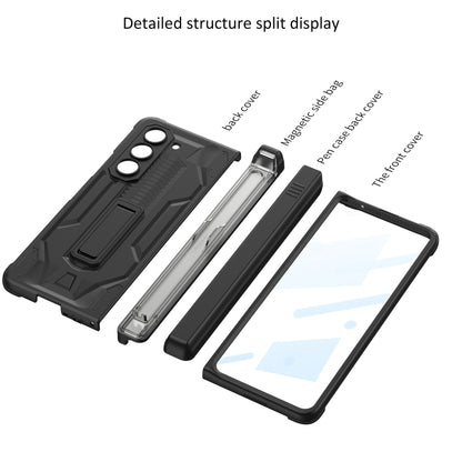 For Samsung Galaxy Z Fold5 GKK Integrated Folding Battle Shell PC Phone Case with Pen Box(Silver) - Galaxy Z Fold5 Cases by GKK | Online Shopping UK | buy2fix