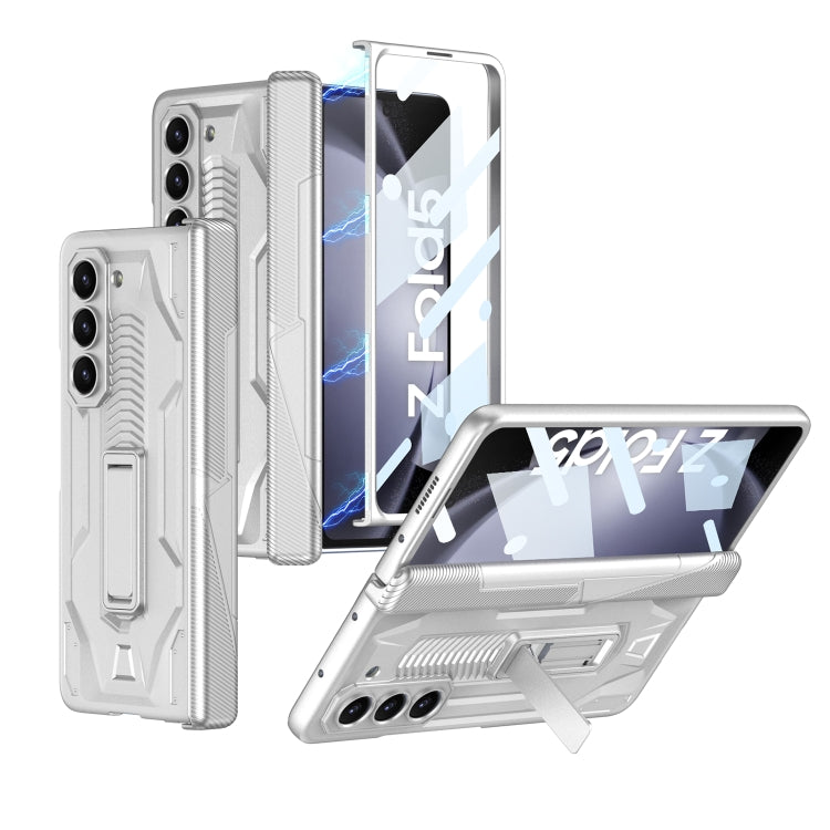 For Samsung Galaxy Z Fold5 GKK Integrated Magnetic Armor Flip Phone Case with Holder(Silver) - Galaxy Z Fold5 Cases by GKK | Online Shopping UK | buy2fix