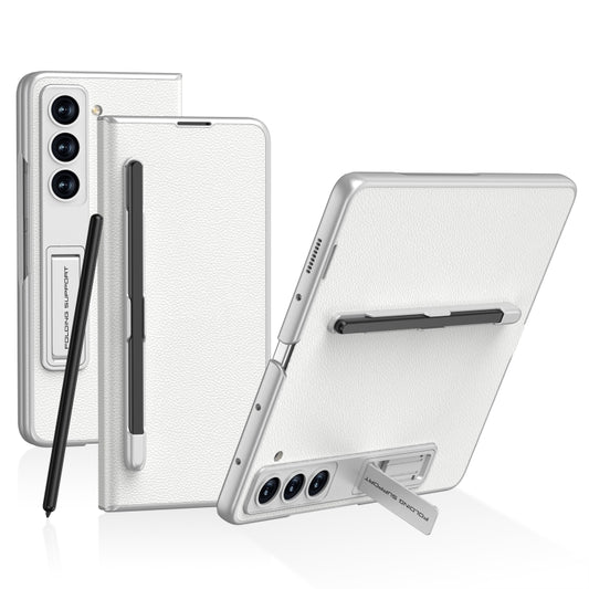 For Samsung Galaxy Z Fold5 GKK Flip Leather All-Inclusive Phone Case with Pen Holder(Silver) - Galaxy Z Fold5 Cases by GKK | Online Shopping UK | buy2fix