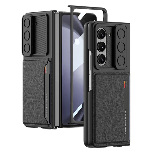 For Samsung Galaxy Z Fold5 GKK Integrated Ultra-thin Sliding Window Folding Phone Case with Card Holder(Black) - Galaxy Z Fold5 Cases by GKK | Online Shopping UK | buy2fix