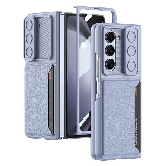 For Samsung Galaxy Z Fold5 GKK Integrated Ultra-thin Sliding Window Folding Phone Case with Card Holder(Light Blue) - Galaxy Z Fold5 Cases by GKK | Online Shopping UK | buy2fix
