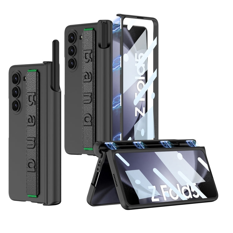 For Samsung Galaxy Z Fold5 GKK Integrated Magnetic Folding Hinge Phone Case with Wrist Strap & Pen Holder(Black) - Galaxy Z Fold5 Cases by GKK | Online Shopping UK | buy2fix