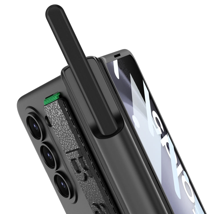 For Samsung Galaxy Z Fold5 GKK Integrated Magnetic Folding Hinge Phone Case with Wrist Strap & Pen Holder(Black) - Galaxy Z Fold5 Cases by GKK | Online Shopping UK | buy2fix