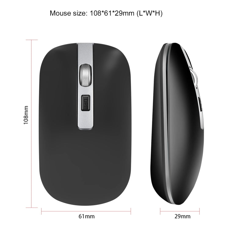 HXSJ M50 2.4GHZ 800,1200,1600dpi Three Gear Adjustment Dual-mode Wireless Mouse USB + Bluetooth 5.1 Rechargeable(Black) - Wireless Mice by HXSJ | Online Shopping UK | buy2fix