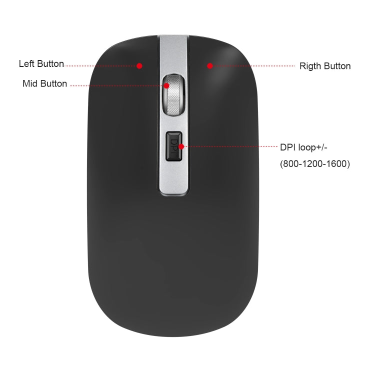 HXSJ M50 2.4GHZ 800,1200,1600dpi Three Gear Adjustment Dual-mode Wireless Mouse USB + Bluetooth 5.1 Rechargeable(Black) - Wireless Mice by HXSJ | Online Shopping UK | buy2fix