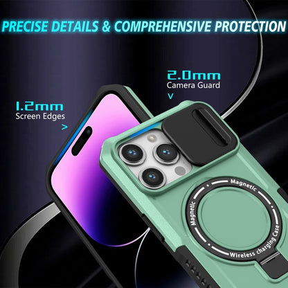 For iPhone 14 Pro Max Sliding Camshield Magsafe Holder TPU Hybrid PC Phone Case(Light Blue) - iPhone 14 Pro Max Cases by buy2fix | Online Shopping UK | buy2fix