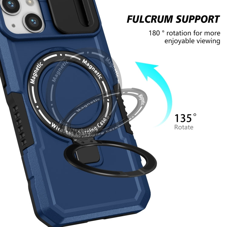 For iPhone 13 Sliding Camshield Magsafe Holder TPU Hybrid PC Phone Case(Royal Blue) - iPhone 13 Cases by buy2fix | Online Shopping UK | buy2fix