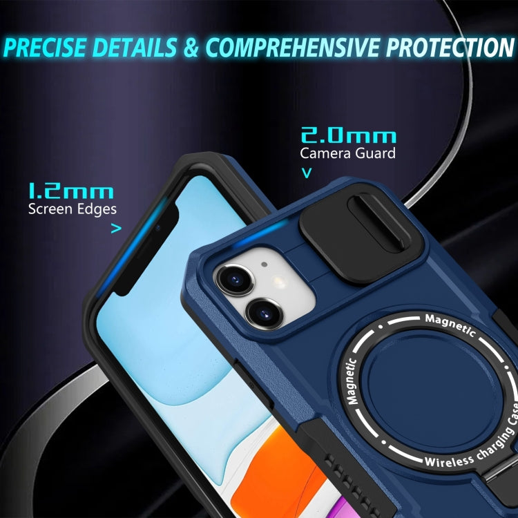 For iPhone 12 Sliding Camshield MagSafe Holder TPU Hybrid PC Phone Case(Royal Blue) by buy2fix