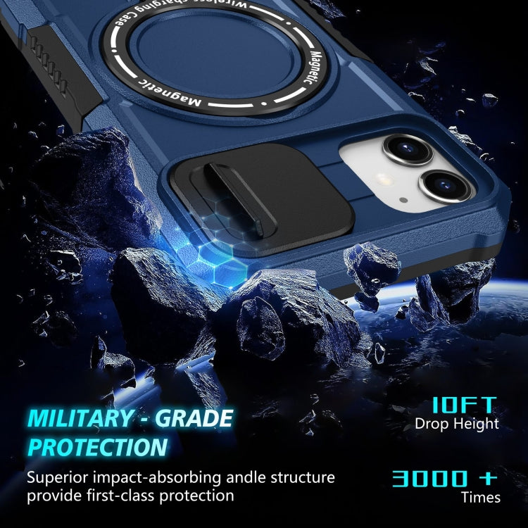 For iPhone 12 Sliding Camshield MagSafe Holder TPU Hybrid PC Phone Case(Royal Blue) by buy2fix