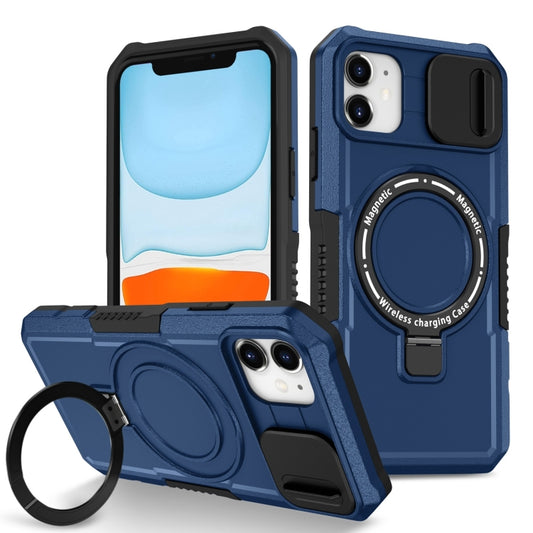 For iPhone 11 Sliding Camshield Magsafe Holder TPU Hybrid PC Phone Case(Royal Blue) - iPhone 11 Cases by buy2fix | Online Shopping UK | buy2fix