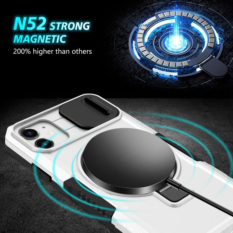 For iPhone 11 Sliding Camshield MagSafe Holder TPU Hybrid PC Phone Case(Black White) by buy2fix