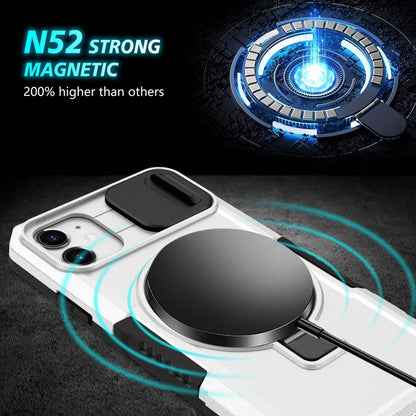 For iPhone 11 Sliding Camshield MagSafe Holder TPU Hybrid PC Phone Case(Black White) by buy2fix
