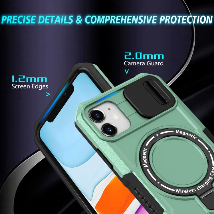 For iPhone 11 Sliding Camshield MagSafe Holder TPU Hybrid PC Phone Case(Light Blue) by buy2fix