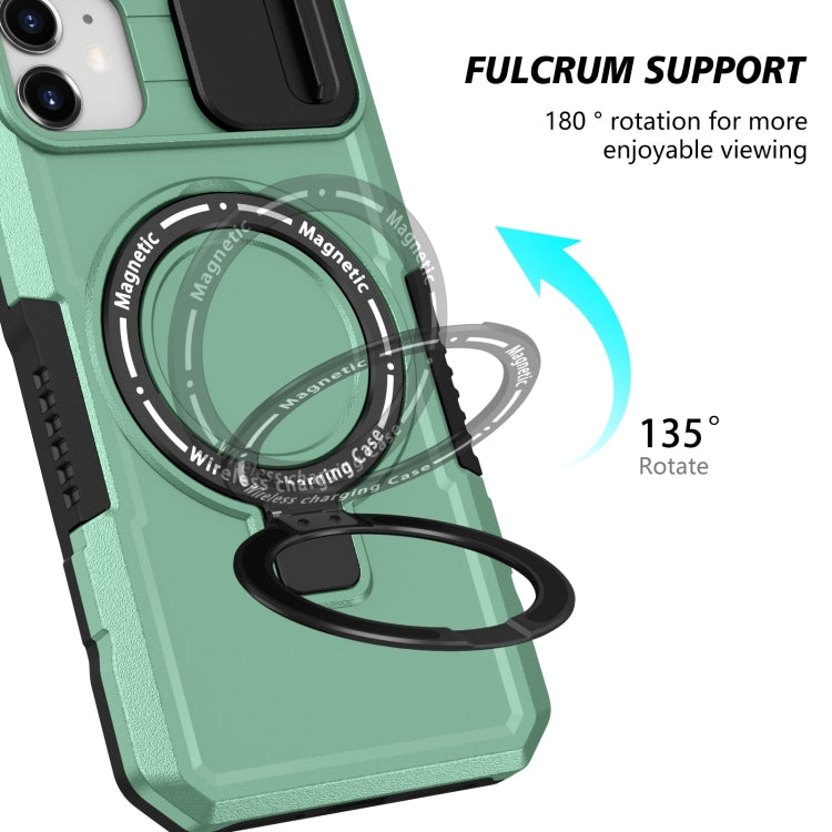 For iPhone 11 Sliding Camshield MagSafe Holder TPU Hybrid PC Phone Case(Light Blue) by buy2fix