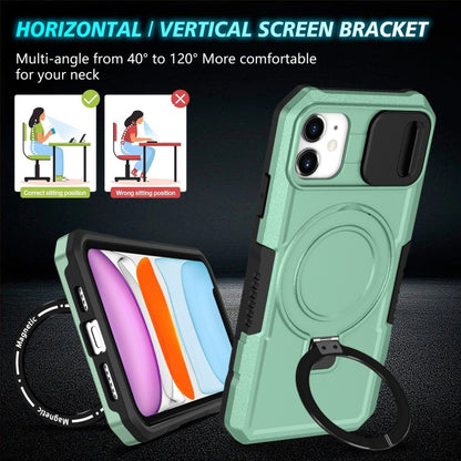 For iPhone 11 Sliding Camshield MagSafe Holder TPU Hybrid PC Phone Case(Light Blue) by buy2fix