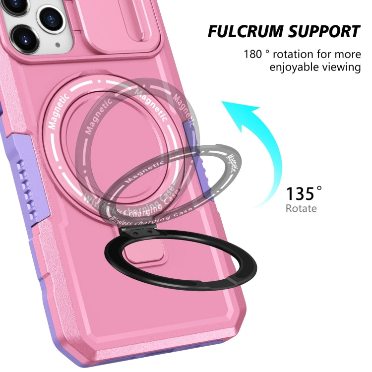 For iPhone 11 Pro Sliding Camshield Magsafe Holder TPU Hybrid PC Phone Case(Purple Pink) - iPhone 11 Pro Cases by buy2fix | Online Shopping UK | buy2fix