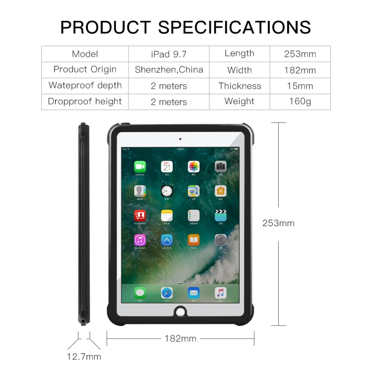 For iPad 9.7 (2017) / (2018) / Air RedPepper Shockproof Waterproof PC + TPU Protective Case with Holder(Black) - iPad 9.7 (2018) & (2017) Cases by RedPepper | Online Shopping UK | buy2fix