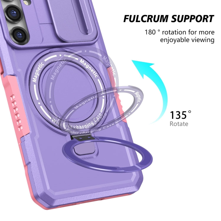For Samsung Galaxy S23 FE 5G Sliding Camshield Magsafe Holder TPU Hybrid PC Phone Case(Pink Purple) - Galaxy S23 FE 5G Cases by buy2fix | Online Shopping UK | buy2fix