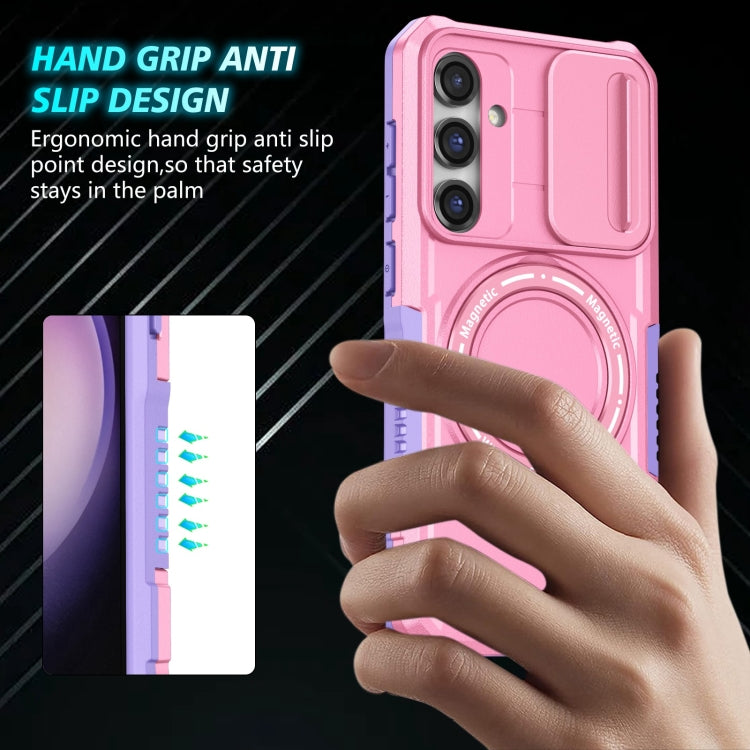 For Samsung Galaxy S23 FE 5G Sliding Camshield Magsafe Holder TPU Hybrid PC Phone Case(Purple Pink) - Galaxy S23 FE 5G Cases by buy2fix | Online Shopping UK | buy2fix